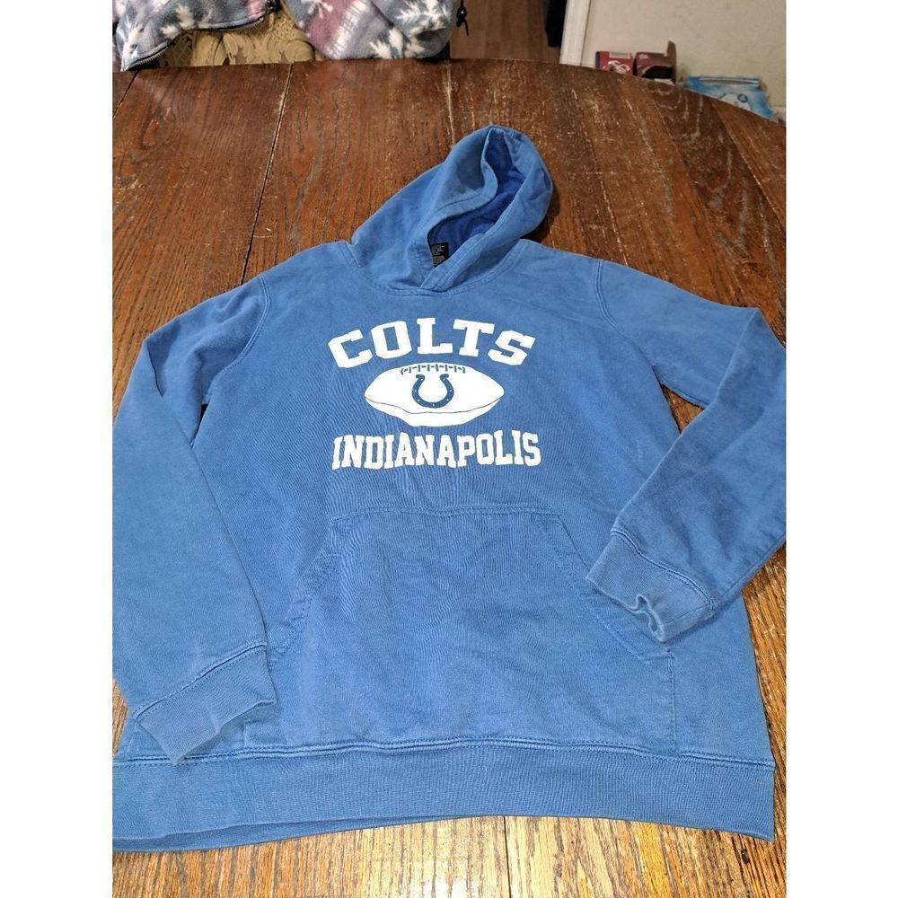 Large NFL Team Apparel Indianapolis Colts Long Sleeve Hoodie Fleece Sweatshirt